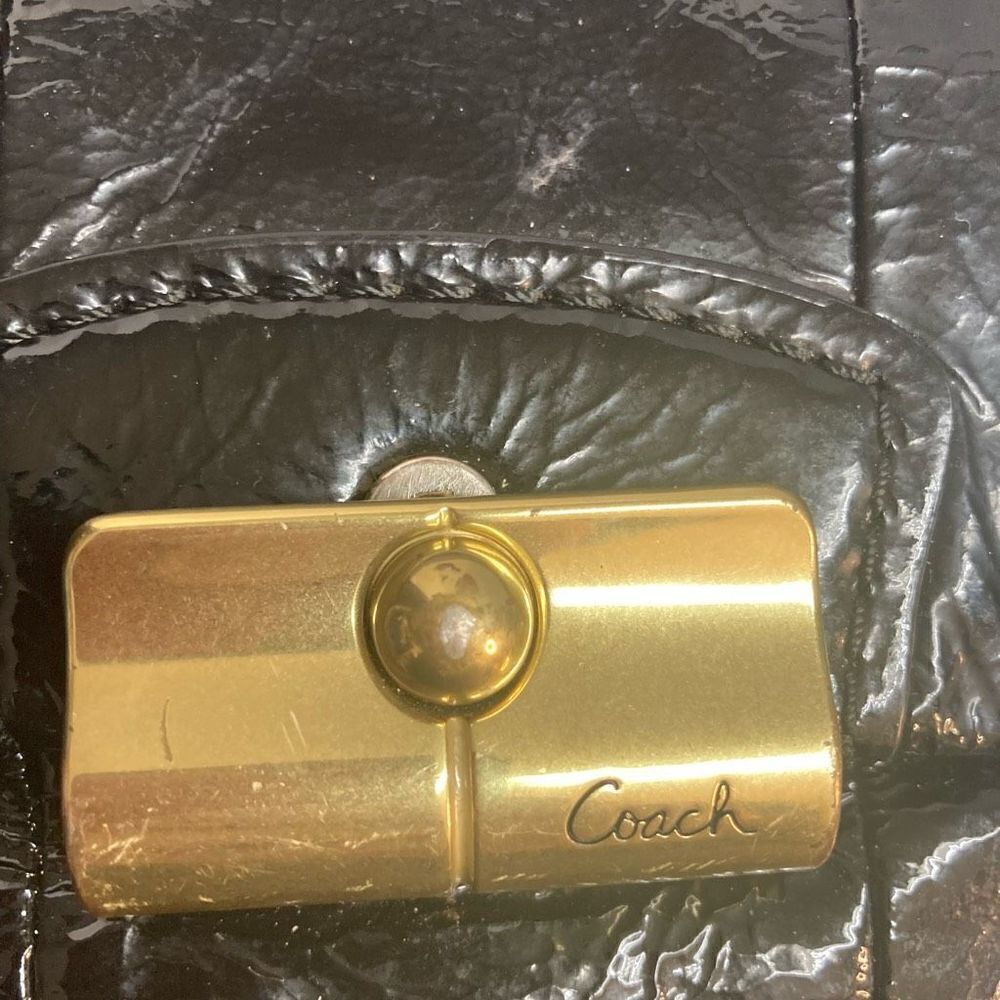 COACH Women’s Kristen Hobo Bag‎ Black Patent Leather 18013 12X13 - Picture 4 of 11